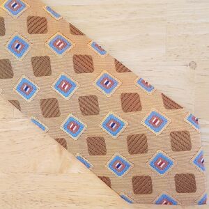 Ermenegildo Zegna Tan and Blue Geometric Tie
